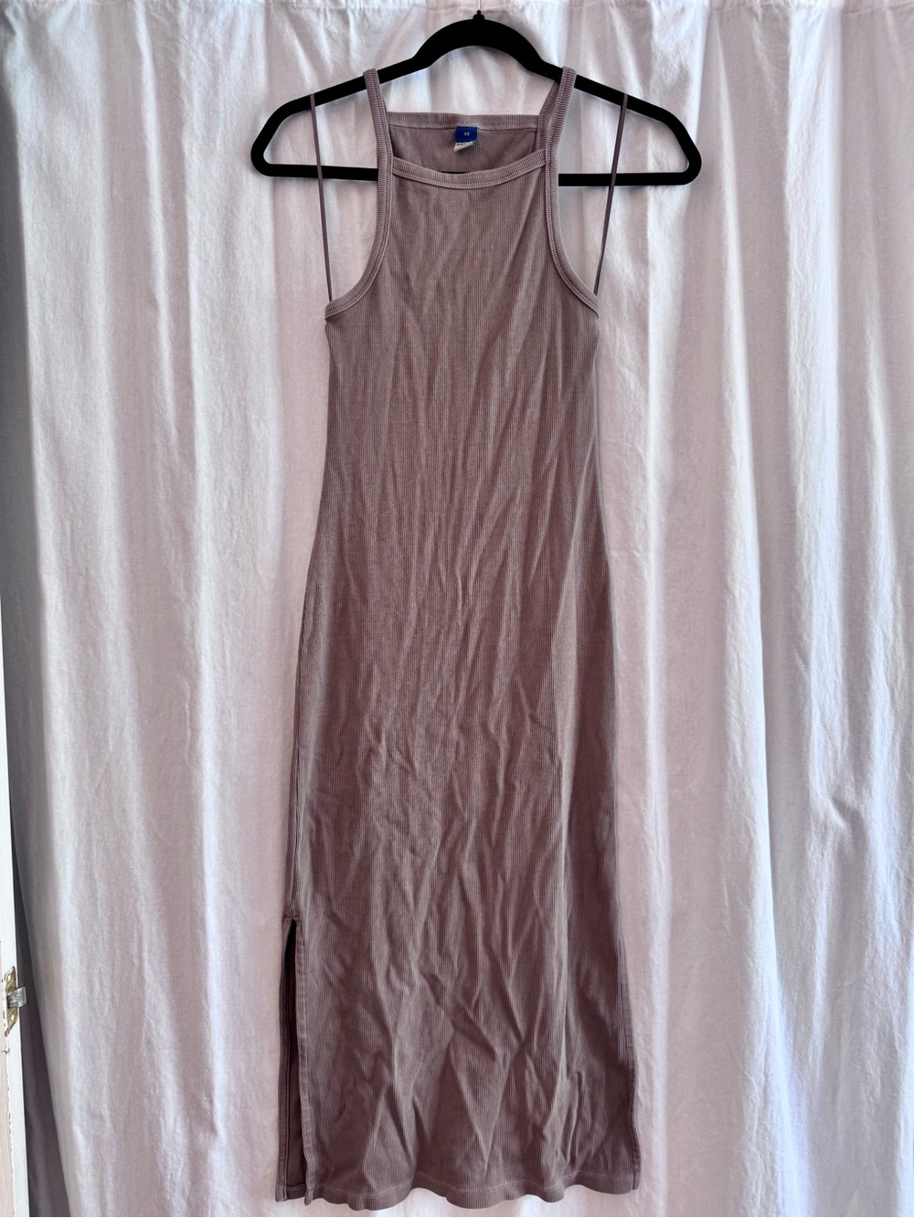 Old Navy washed brown high neck ribbed midi dress - XS